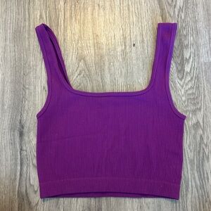 Zara Vibrant Purple Ribbed Top